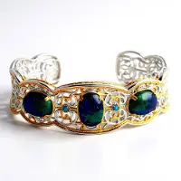 Cavill - Zilveren Armband 925 Sterling - 11.34 ct Azuriet & 0.135 ct Neonblauwe Apatiet - Elegant Ovaal & Rond geslepen - Luxe dames