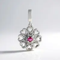Cavill - 925 Sterling Zilver Zilveren Hanger - Roze Toermalijn 0,12 ct - Bloemvormige Design met Cambodjaanse Zirkonen