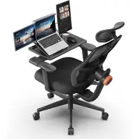 NEWTRAL H003: Ergonomische bureaustoel met unieke, adaptieve lendensteun, verstelbare hoofdsteun en een afneembaar werkblad