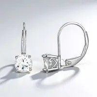 Cavill - Zilveren Oorbellen - 925 Sterling Zilver - 0 881 Ct Witte Topaas Braziliaans Rond Slijpsel - Elegant Pavé Zetting 16 Mm