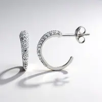 Cavill - Zilveren Oorbellen 925 Sterling Zilver - 34 Tanzanische Zirkonia's Rond Slijpsel - 0,55 ct - Elegant Halfrond Ø13mm - Luxe Dames Sieraad