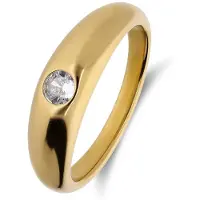 Lucardi Dames Stainless steel ring met zirkonia voor dames - Ring - Staal - Goudkleurig - 19 / 60 mm
