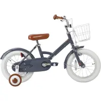 Happiq Kinderfiets 30–46 cm – Voor kinderen van 2–8 jaar voor dagelijks gebruik en spel – Met mand, spatborden, volledige kettingkoffer en zijwieltjes – Grijs frame
