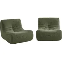 Sweeek Fauteuils alpaca effect stof Sokol 1 zitplaats (set van 2) Kaki
