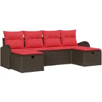 vidaXL Tuinbank Set 6 st Bruin poly rattan