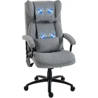 HOMCOM Massage Kantoorstoel-Polyester, Schuim-76L x 70,5B x 114-122H cm-Grijs