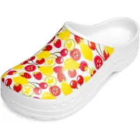 Ladeheid Tuinklompen voor dames ultralicht EVA tuinschoenen LA-CA-ComoHappyWoman - wit/fruitsmotief, maat 38