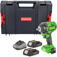 Procraft PWA18bb accu-slagmoersleutel 20 V 550 Nm 1/2" borstelloos + 2x accu 2,0 Ah + oplader + RHINO-gereedschapskoffer
