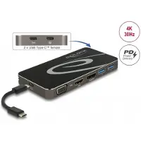 DeLOCK USB Type-C 3.2 Dockingstation 4K HDMI + DP / 1080p VGA, USB