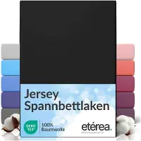 Eterea Cosmesi Naturale etérea Jersey Hoeslaken 90x200 - 100x200 cm Oekotex Made in Green - 100% katoen - zwart