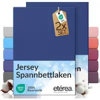 Eterea Cosmesi Naturale etérea Jersey hoeslaken 2-pack 80x200 cm (hoek 20 cm) 100% katoen - Marineblauw