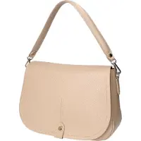 Viola Castellani Dames Schoudertas Echt Leer Dollaro Magnetische Sluiting Gemaakt in Italië Beige UNICA 29x20x11 cm