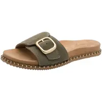 Tamaris Comfort dames slipper, plat model, verstelbaar, kleur: groen (sage), materiaal: suède, maat 38