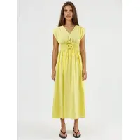 Busem V-hals Midi-jurk met Strikdetail