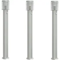 vidaXL Buitenvloerlampen 3 st met sensors 110 cm roestvrijstaal zilver