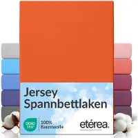 Eterea Cosmesi Naturale etérea Jersey Hoeslaken 200x220 - 200x220 cm Oekotex Made in Green - 100% katoen - Oranje