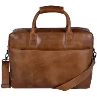 Dstrct Fletcher Street Business Laptoptas 17.3 inch + Sleutelhanger cognac schoudertas heren