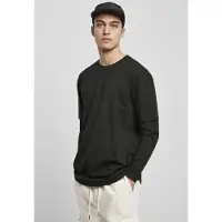 Urban Classics Shirt met lange mouwen - Oversized Shaped Double Layer LS Tee - S tot XL - voor Mannen - zwart-zwart - Maat L