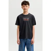 Jack & Jones JUNIOR T-shirt met backprint - antraciet Grijs Jongens Katoen Ronde hals - maat 152