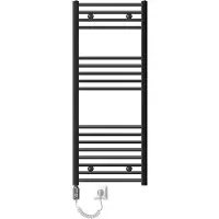 LuxeBath Elektrische badkamerradiator met verwarmingselement 1200W 500x1200 mm antraciet gebogen met zijaansluiting