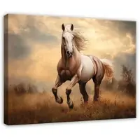 WALLARENA - Canvas schilderij - 100x70 cm - afbeelding van een galopperend paard, perfect voor slaapkamer, woonkamer of keuken