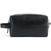 Buckle & Seam Leren Toilettas Everest Blu Washbag Black Zwart