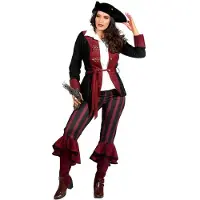 Coppens Piraat outfit dame burgundy - Polyester - Halloween kostuums | Maat 44