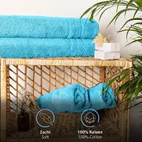 Komfortec Set van 2 Handdoeken 80x200 cm - 100% Katoen - XXL Saunahanddoeken - Badlaken - Strandlaken - Badhanddoek- Douchelaken - Zacht - Hoge Absorptie - Sneldrogend - Turquoise.