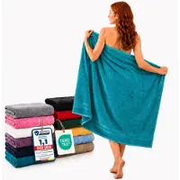 Komfortec Set van 2 Handdoeken 80x200 cm - 100% Katoen - XXL Saunahanddoeken - Badlaken - Strandlaken - Badhanddoek- Douchelaken - Zacht - Hoge Absorptie - Sneldrogend - Petroleumblauw