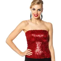 Coppens Top of rok pailletten rood | Maat 38 |