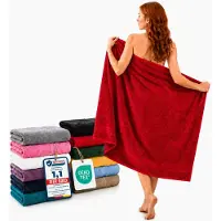 Komfortec Set van 2 Handdoeken 80x200 cm - 100% Katoen - XXL Saunahanddoeken - Badlaken - Strandlaken - Badhanddoek- Douchelaken - Zacht - Hoge Absorptie - Sneldrogend - Bordeauxrood