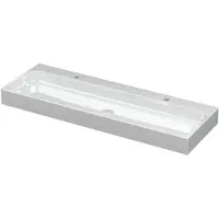 Ink Unit Wastafel Porselein met 2 Kraangaten incl. Porseleinen Click Plug - 1200x400x100 mm - Glans Wit