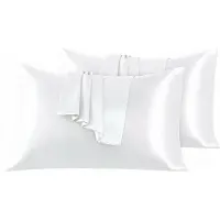 Azalia Set van 2 Satijn kussenslopen 50 x 80 cm, Zacht en Zijdig Bed Kussen Kussen Kussen Wit, Envelop Sluiting, Anti-mijt en Hypoallergeen, Haar en Huid Bescherming tegen rimpels