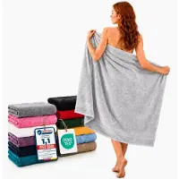 Komfortec Set van 2 Handdoeken 80x200 cm - 100% Katoen - XXL Saunahanddoeken - Badlaken - Strandlaken - Badhanddoek- Douchelaken - Zacht - Hoge Absorptie - Sneldrogend - Zilvergrijs.