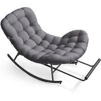 Vasagle - Relaxfauteuil - Schommelstoel met Stalen Frame - Uittrekbare Voetsteun - Afneembaar Kussen - Tot 136 kg Belastbaar