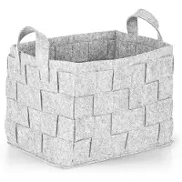 DS Produkte Opbergmand van vilt met handvat 35x25x25 cm | Ideaal voor het opbergen van haardhout en tijdschriften | Duurzaam en veelzijdig | Opvouwbare opbergmand [Lichtgrijs]