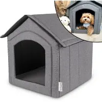 Petsona Hondengrot L 46x52x53cm opvouwbaar waterafstotend - Hondenkennel kattenhol - Huisdierenbed kat hond - Grijs