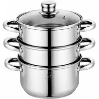 ROYAL SWISS Stoompan 28 cm – 3-delige RVS Stoomset – Stoomkoker met Glazen Deksel – Geschikt voor Inductie, Gas & Elektrisch – Gezond Stomen – Vaatwasserbestendig
