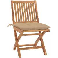 vidaXL Tuinstoelen 2 st met beige kussens massief teakhout