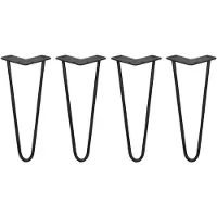 Monster 4 x 30,5cm hairpin retro pootjes tafelpoten pinpoten - 2 staven - 10mm - zwart
