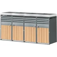 STILVORA Containerombouw – Afsluitbaar Met Plantenbak En Lamellen – Vierdelig – Staal – Grijs Met Houtlook – Voor Tuin En Oprit
