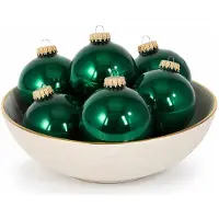 Krebs Kerstballen - 16x - emerald groen - glas - glans - 7 cm - luxe kerstversiering