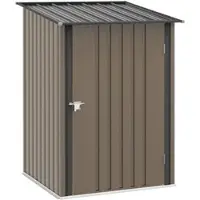 OKWISH Tuinhuis Ruim – 100 X 103 X 160 Cm – Staal – Bruin – Opbergschuur Voor Balkon Terras Tuin – Afsluitbare Deur