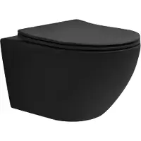 LuxeBath Wandcloset in mat zwart keramiek 54 cm lang Randloos met nanodichting & soft-close
