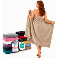 Komfortec Set van 2 Handdoeken 80x200 cm - 100% Katoen - XXL Saunahanddoeken - Badlaken - Strandlaken - Badhanddoek- Douchelaken - Zacht - Hoge Absorptie - Sneldrogend - Zandbeige.