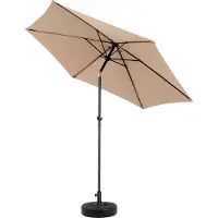 Merax Dubbele Rechthoekige Parasol 9 Ft Khaki Met Draaimechanisme Zonder Voet Groot Zonnescherm Voor Tuin Terras of Zwembad