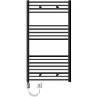 LuxeBath ECD Germany Elektrische badkamer verwarming 400 x 1500 mm Antraciet recht met zijaansluiting incl. verwarmingsstang 900W Chroom Grote capaciteit - Radiator verwarming Handdoekdroger Handdoekverwarming