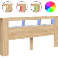 vidaXL Hoofdbord met LED 200x18,5x103,5 cm bewerkt hout sonoma eiken