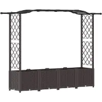 vidaXL Verhoogde plantenbak met klimrek en dak, bruin, 204 x 40 x 138 cm, PP