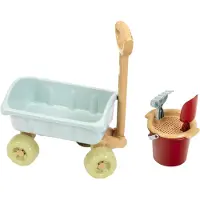 Klein Toys Little Foot handkar met emmerset - bolderkar, emmer, zeef, schep en hark - gerecycled plastic - multicolor
